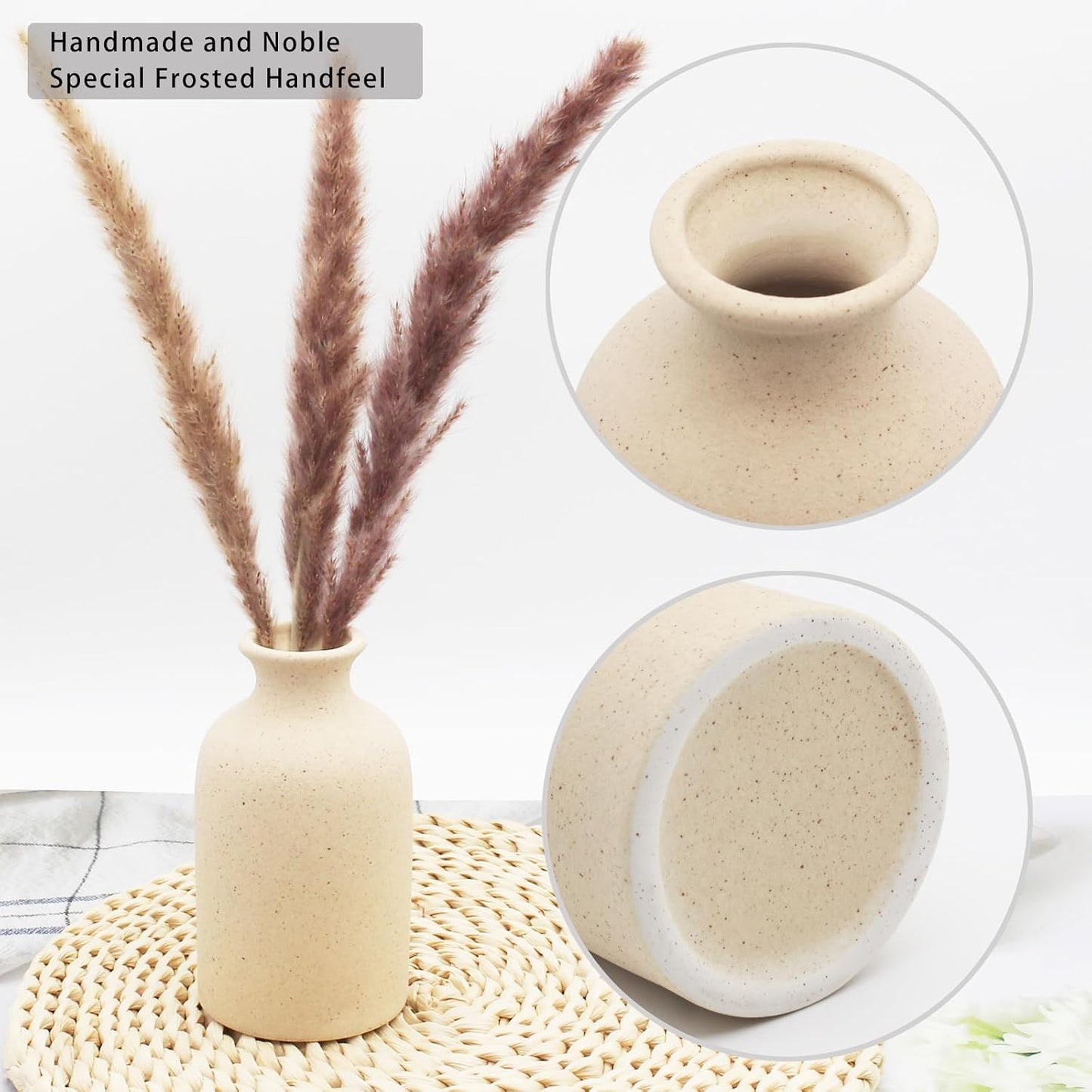 YANLING 6 Pack White Vase Small Ceramic Vases for Decor, Bud Vases | for Centerpieces White Vases for Flowers Boho Home Decor, Pampas Grass Dried Flowers Vases