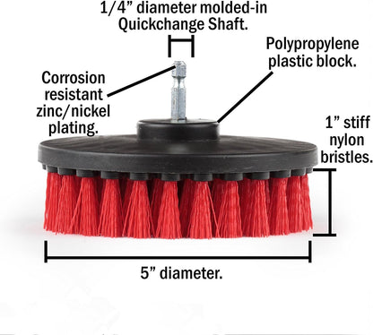 Drill Brush - 2" 5" Powered Heavy Duty Stiffness Bristles Scrubbing Scrubber Cleaning Kit for Bathroom Tile Showers Tubs Carpet Kitchen Porcelain Pool Marble