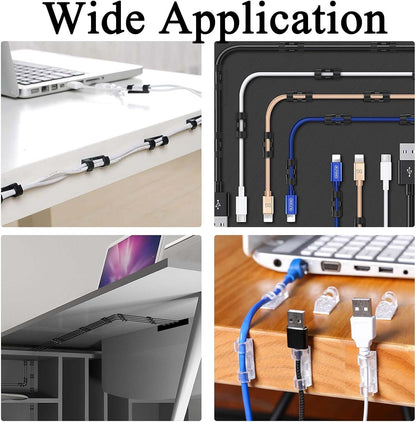 40 PCS Cable Clips (Small & Large),Adhesive Cable Clips for Wall,Finisher Wire Clamp for TV PC Laptop,Cable Management Clips Outdoor Light Clips