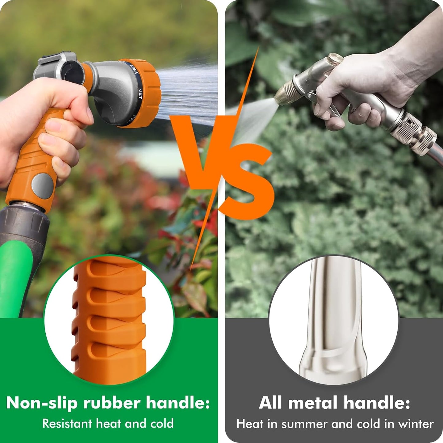 RESTMO Heavy Duty Hose Nozzle, Metal Garden Water Hose Sprayer with 7 Watering Patterns, Thumb Control, On Off Valve, High Pressure Nozzle Sprayer for Watering Plants, Car and Pet Washing, Bronze