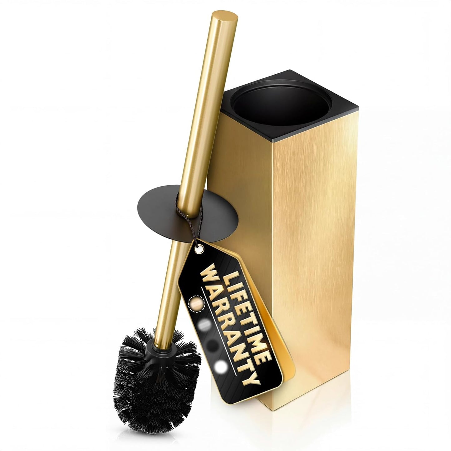 Black Toilet Brush and Holder Set - Slim Matte Design that Fits Anywhere - Stainless Steel Toilet Bowl Brush and Holder with 2 Rounded Corners, Replaceable Head, Removable Inner Bowl & Splash Guard