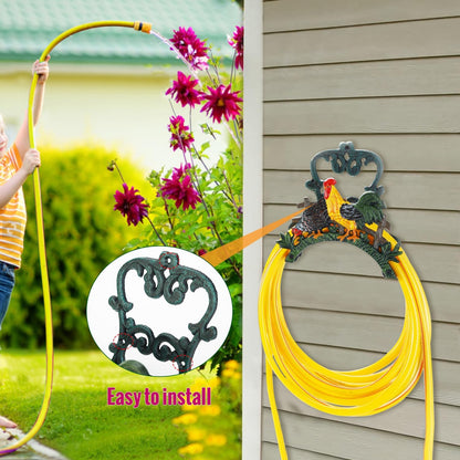 Sungmor Heavy Duty Cast Iron Hose Holder,Garden & Yard Decorative Birds Wall Mounted Hose Butler,Water Pipe Holds,Rack,Hanger,Antique Wall Decorations