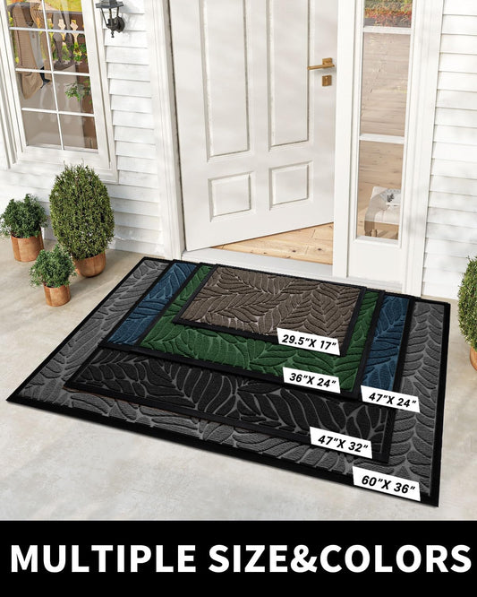 Yimobra Front Door Mat Outdoor Indoor, 29.5x17 All-Season Waterproof Door Mat Outside Entrance, All-Weather Non-Slip Outside Doormat for Garage Patio Entryway, Brown