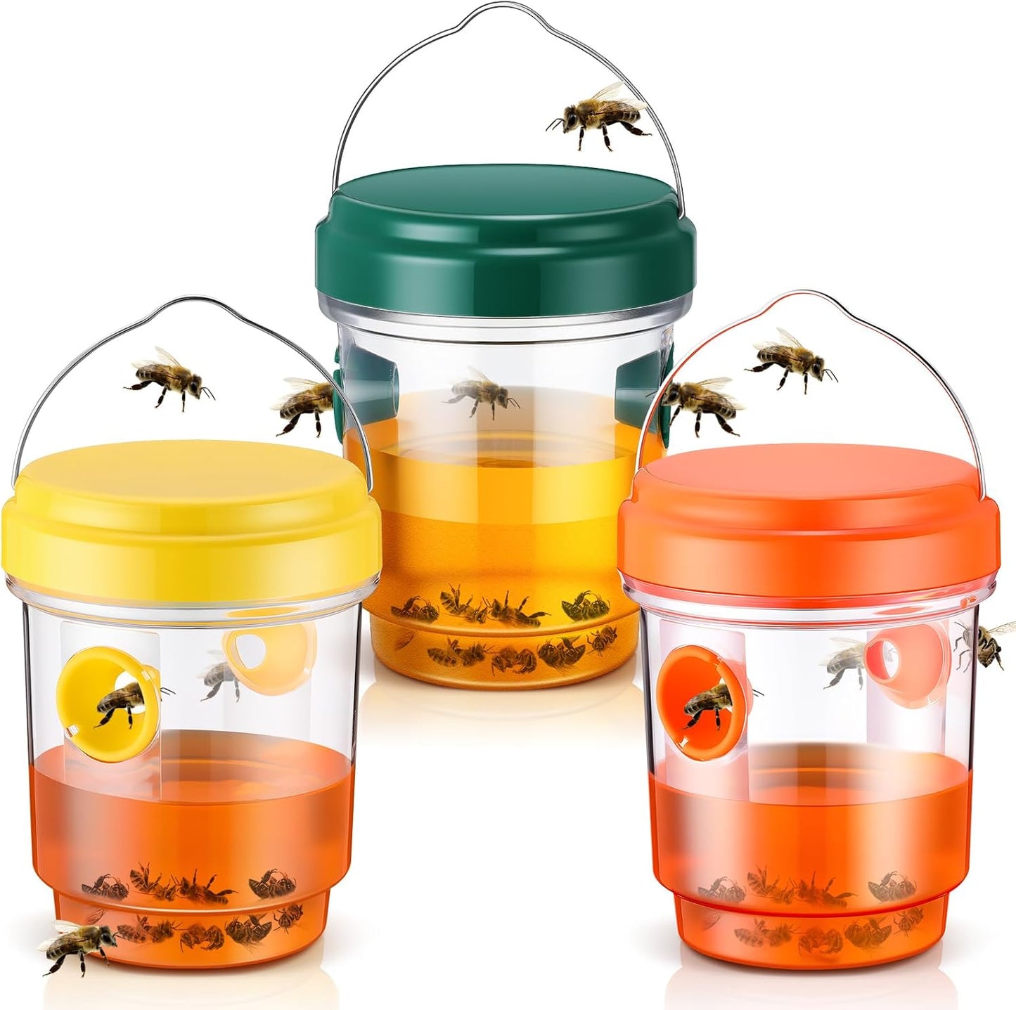 Qualirey 6 Pcs Wasp Traps for Outdoors Wasp Killer Hanging Bee Traps Reusable Fly Bee Killer for Indoor Outdoor Patio Garden Home (Green)