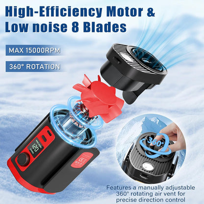 Portable Fan,120-Speed Adjustable Waist Clip Fan Turbo Cooling, Rechargeable Clip-On Personal Fan with LED flashlight,for Outdoor,Travel,Camping