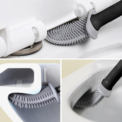 Black Toilet Brush, Toilet Bowl Brush, Silicone Toilet Brush and Holder, Compact Size, Toilet Brushes & Holders for Dead Corner Clean, Ventilation Slots Base