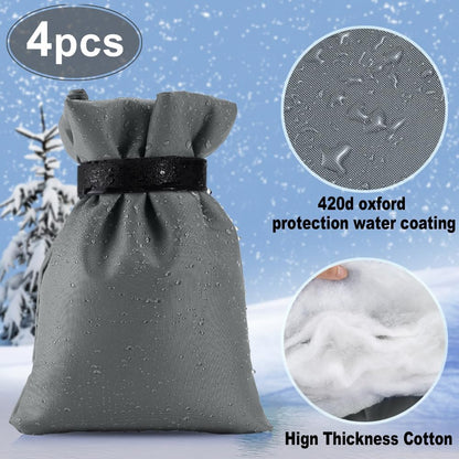 Wohohoho Outdoor Faucet Covers for Winter, 4 Packs Pro 10" H x 7" W Black Outside Faucet Cover Freeze Protection, Reusable Waterproof Insulated Spigot Cover, Thickened Garden Faucet Socks Hose Bibs