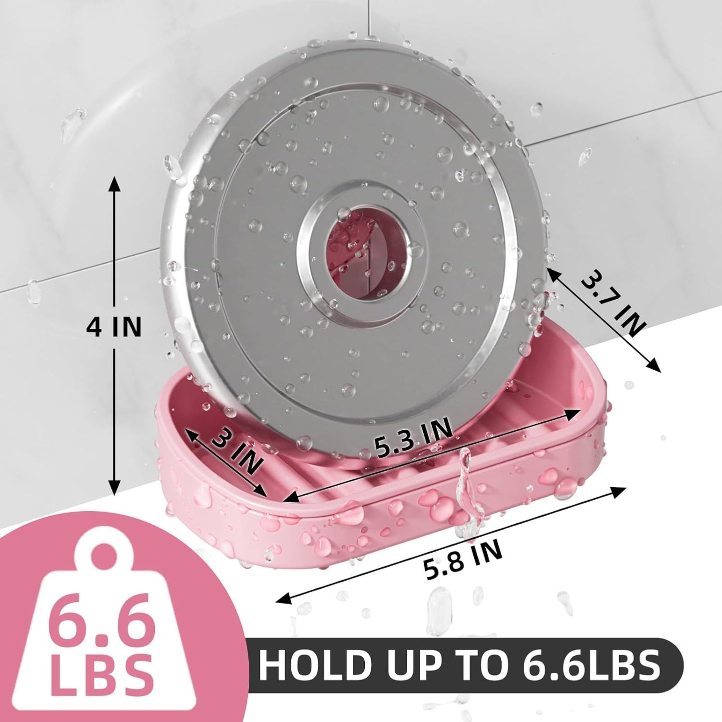 LEVERLOC Soap Dish Holder for Shower Suction Cup Wall Mounted Self Draining NO-Drilling Removable Bar Soap Sponge Holder for Bathroom Bathtub Kitchen Sink Waterproof Strong Vacuum Suction Adhesion