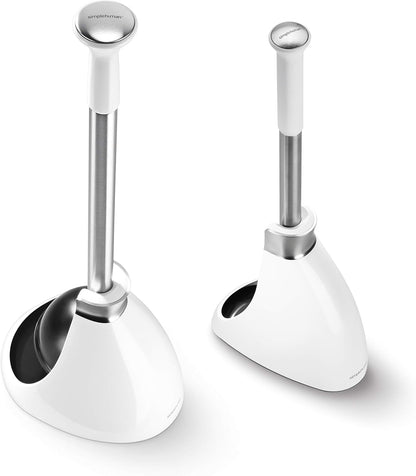 simplehuman Toilet Brush with Caddy, Stainless Steel, White