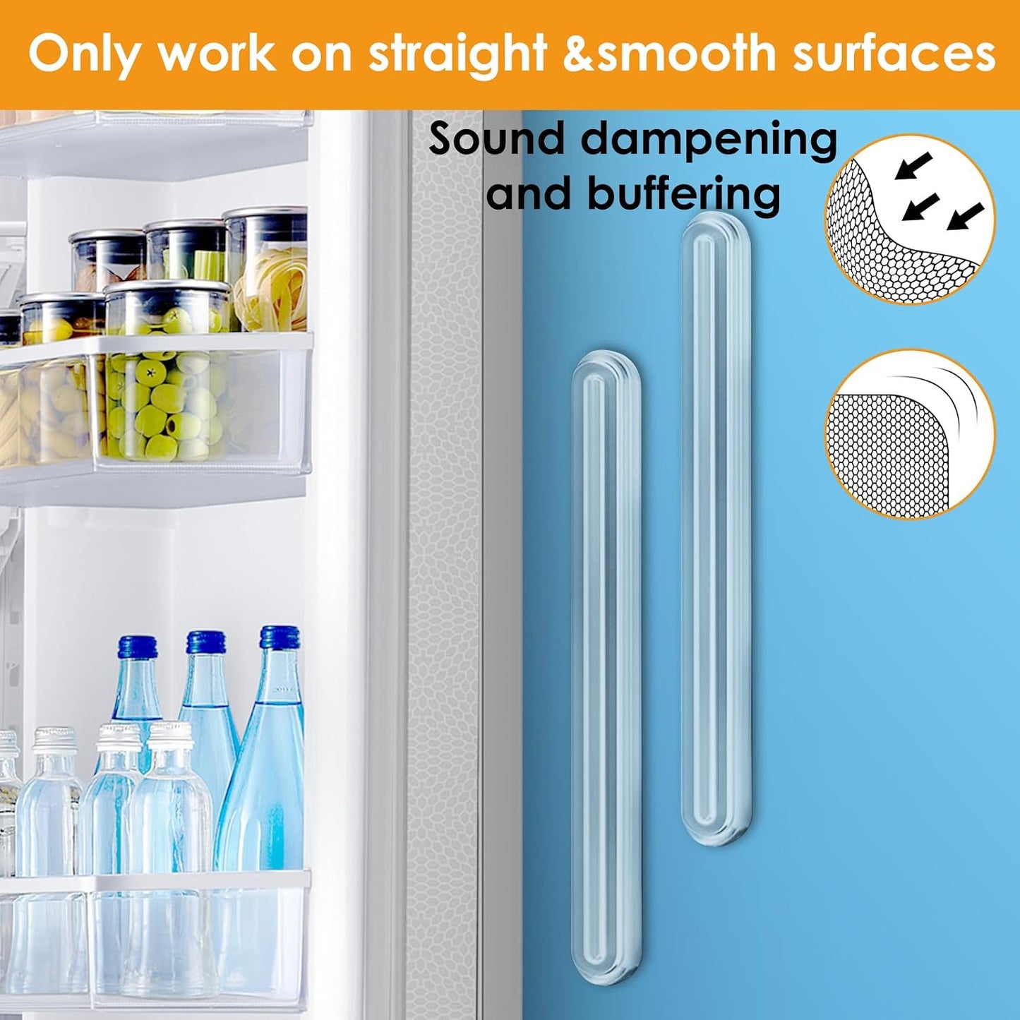 4PCS Long Furniture Bumpers - Wall Protector Guards, Fridge Door Stopper, 5.5x0.7x0.2inches