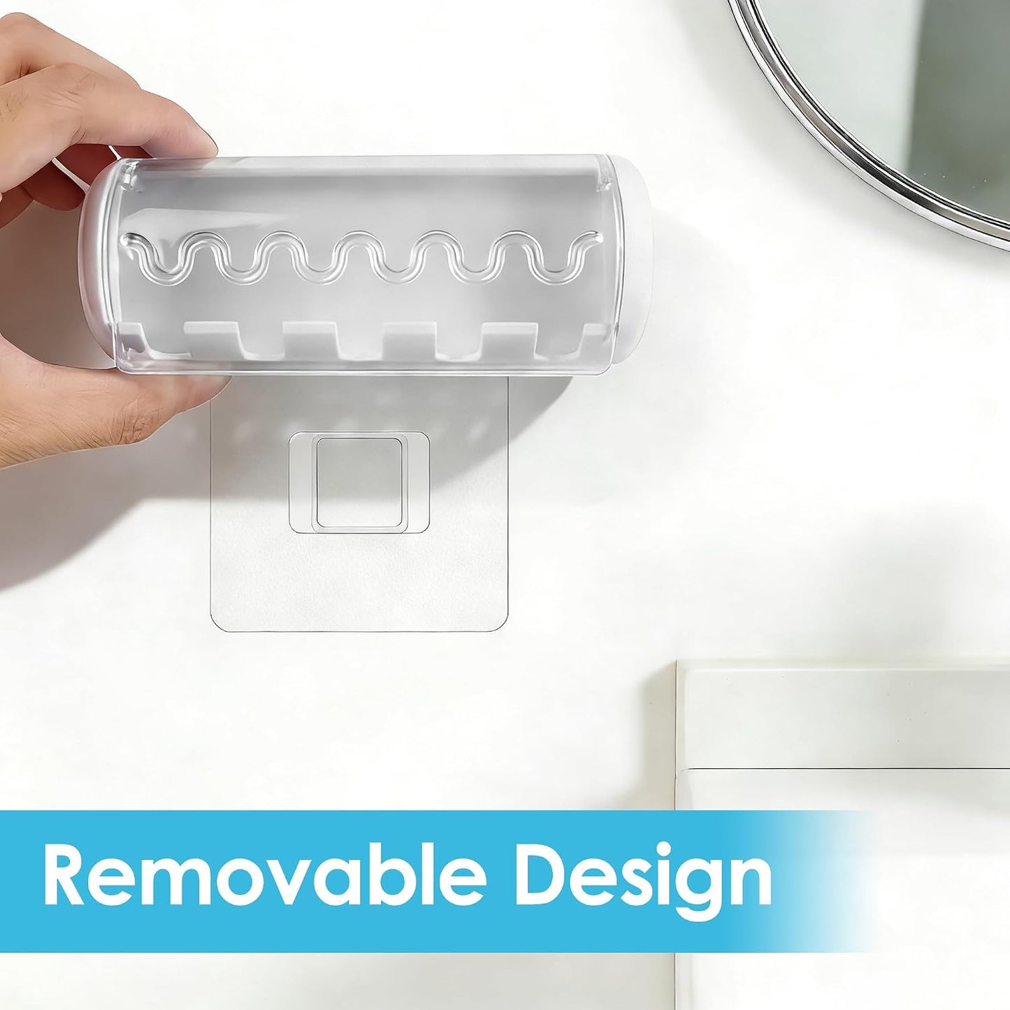 1 PCS Self Adhesive Toothbrush Holder with Cover for Bathroom, 5-Slot Wall Mounted Toothbrush Organizer Rack for Shower, Dorm, Cabinet