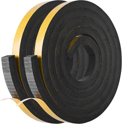 Kikerike Self Adhesive Foam Tape Weatherstrip 1/2In x 1/4In x 16.5Ft High Density Foam Insulation Strips Seal Weather Stripping with Strong Adhesive for Door and Window Sound Isolation Soundproofing