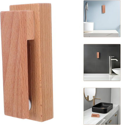 Cabilock 2pcs Solid Beech Wood Wall Hooks Bathroom Towel Hanging Rack Wall-Mounted Organizer for Kitchen Cleaning Cloth Storage