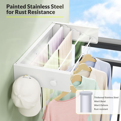 Wall Mounted Drying Rack, 23.6" Retractable Clothes Drying Rack, Heavy Duty 60LB Capacity with 4 Stainless Steel Rods, Foldable Laundry Rack for Indoor Laundry Room, Balcony & Bathroom