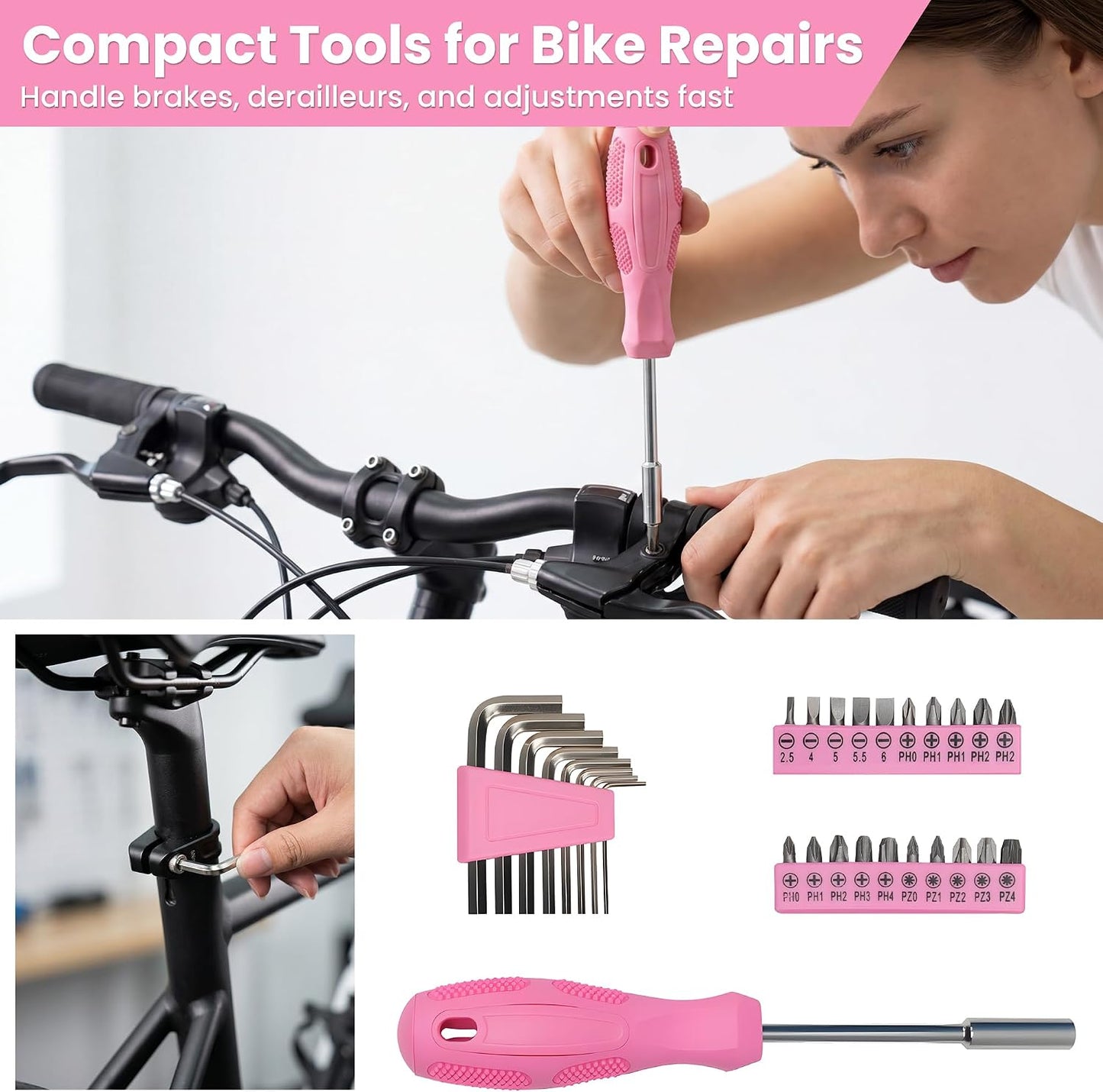 Pink Tool Set for Women 136-Piece Small Tool Kit for Home Repairs | Household Toolbox Storage for Girl, Portable Hand Tool Kit for Home, Car Repair, Perfect Gift for Ladies