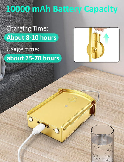Battery Operated Wall Sconces Set of 2: 10000mAh Rechargeable Wall Lights for Living Room, Dimmable LED Wireless Wall Lamp 360° Rotate Modern Home Decor for Bedroom Hallway Picture Lighting Bathroom