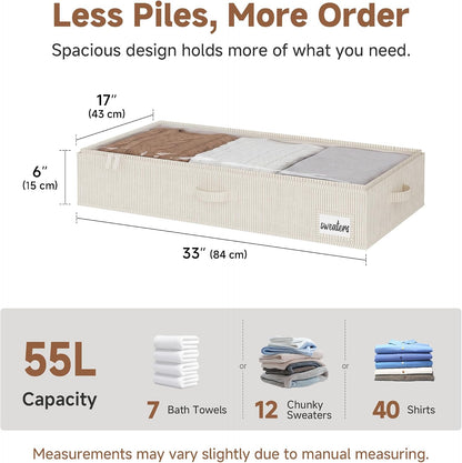 StorageWorks Large Under Bed Storage Containers with Handles and Label Holder, 2 Pack Ultra-thick Fabric Underbed Bins, Closet Organizer for Clothes, Blankets, Sweater