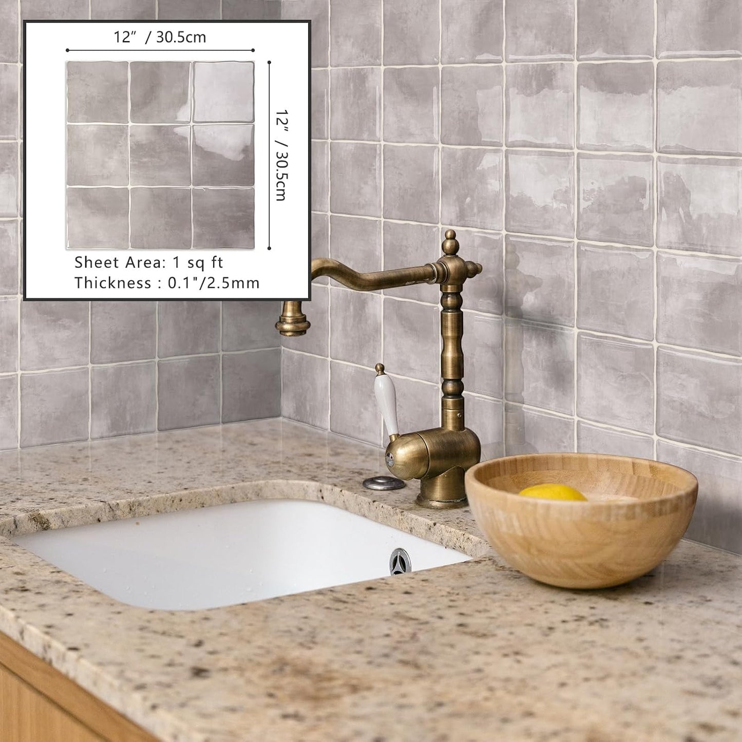 10 Sheet Thicker Peel and Stick Backsplash Tile, 12"x12" 3D Self Adhesive Square Mosaic Subway Checkered Vinyl Backsplash Stick on Wall Tiles for Bathroom, Kitchen, Living Room (10, Orange)