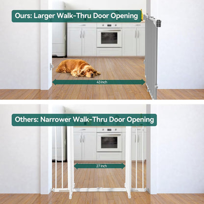 Babelio Baby Gate for Stairs, Kitchen & Doorways, No Bottom Bar| One-Handed Operation| Auto-Close| Hardware Mount (Drill Needed) Safety Dog/Pet Gate (Black - B17, 26-43" W, 28" H)