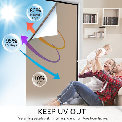 HIDBEA Frosted Window Privacy Film - Non Adhesive Static Cling Glass Stickers Sun UV Blocking Heat Control Door Covering Decals for Home Office, 23.6 x 78.7 Inch