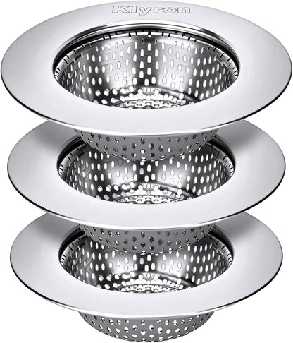 3-Pack Stainless Steel Kitchen Sink Strainer – 2026 Deep Basket Drain Filter, Rust-Proof Food Catcher, Smooth Edge, Fits 3.5" for Kitchen, Utility Sinks, Basins. Anti-Clog, Dishwasher Safe (4.5" OD)