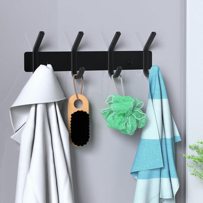 VAEHOLD Black Hat and Coat Wall Mount Rack - 3 Hooks for Robes, Bags, Keys, and Towels - Bathroom Towel Hanger Organizer (1 Pack)