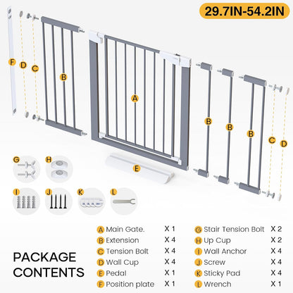 Cumbor 30-46" Baby Gate for Stairs, Mom's Choice Awards Winner-Auto Close Dog Gate for The House, Gifts for Mom, Easy Install Pressure Mounted Pet Gates for Doorways, Black