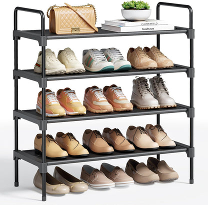 Kitsure Shoe Rack, 39" Wide Extra-Long Shoe Organizer, 3-Tier, Black | Closet, Front Door Entrance, Entryway, Stackable & Detachable Shelf, Closet Organizers and Storage