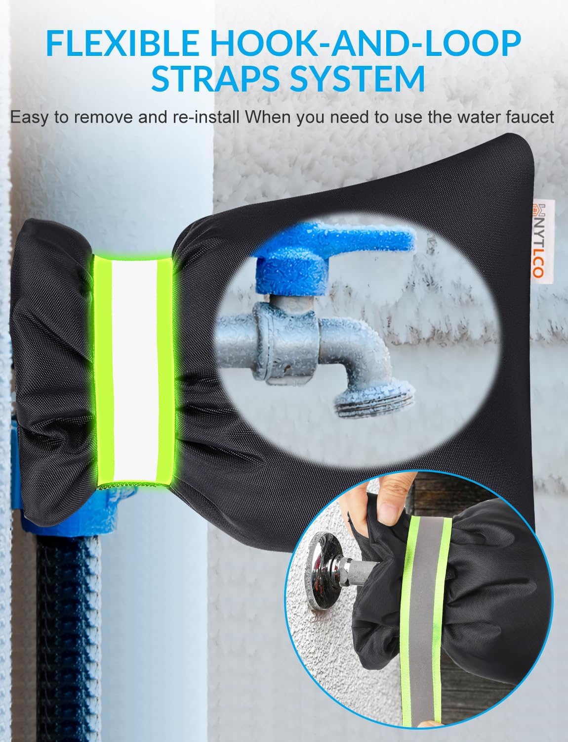 2Pack Outdoor Faucet Covers for Winter,8.3" H x 6.7" W Hose Bib Covers for Winter Freeze Protection, Outside Spigot Cover Insulated Waterproof Water Pipe Protector (Black-2Pack)