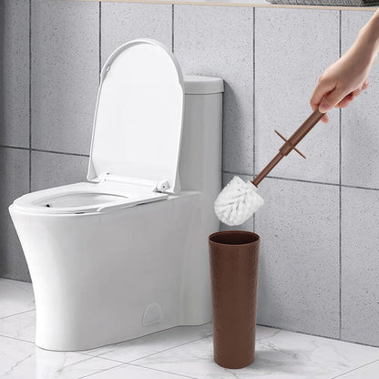 Topsky 2 Pack Compact Toilet Brush & Holder Set, Plastic Round Barrel Loo Brush with 2 Replacement Toilet Brush Head, Durable for Bathroom Toilet, Gray