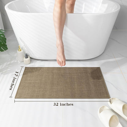 chakme Bathroom Rugs Mat 24x17, Ultra Thin Non Slip Bath Mat Small Quick Dry Absorbent Bath Mat for Bathroom Floor, (Dark Beige, 24"x17")