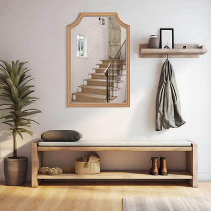WallBeyond Full Length Mirror Wall Mounted 65"x22", Rustic Wooden Frame Floor Mirror, Large Full Body Mirror for Bedroom, Leaning or Hanging Against Wall, Natural