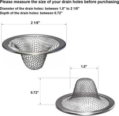 Huntonry 1.0" Small Drain Strainer, Sink Drain Hair Catcher, Bathroom Sink Drain Strainer, 2PCS Drain Mesh Baskets for Laundry, Mop Pool, Utility, Slop, RV Sink, Stainless Steel Drain Filter
