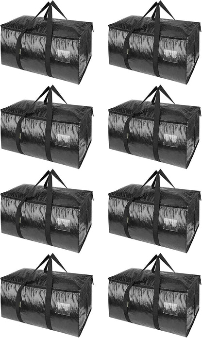 BALEINE 6-Pack Oversized Moving Bags with Reinforced Handles, Heavy-Duty Storage Tote for Clothes, Moving Supplies (Clear, 6-Pack)