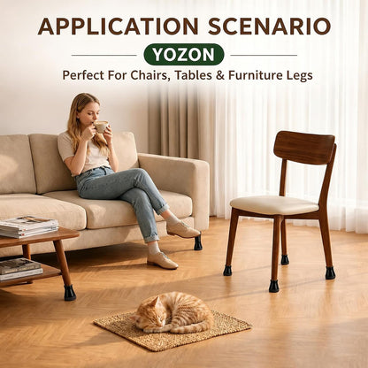 YOZON Chair Leg Floor Protectors Felt Furniture Pads Silicone Caps | Chair Leg Protectors for Hardwood Floors 32 Pack Anti-Scratch Reduce Noise Clear Round Medium Fit 3/4" to 1-3/16" (19-30mm)