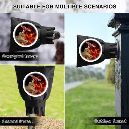2 PACK Outdoor Faucet Cover Socks for Winter Freeze Protection Thickened Outside Garden Faucet Socks 5.9" W x 7.5" H (Black)