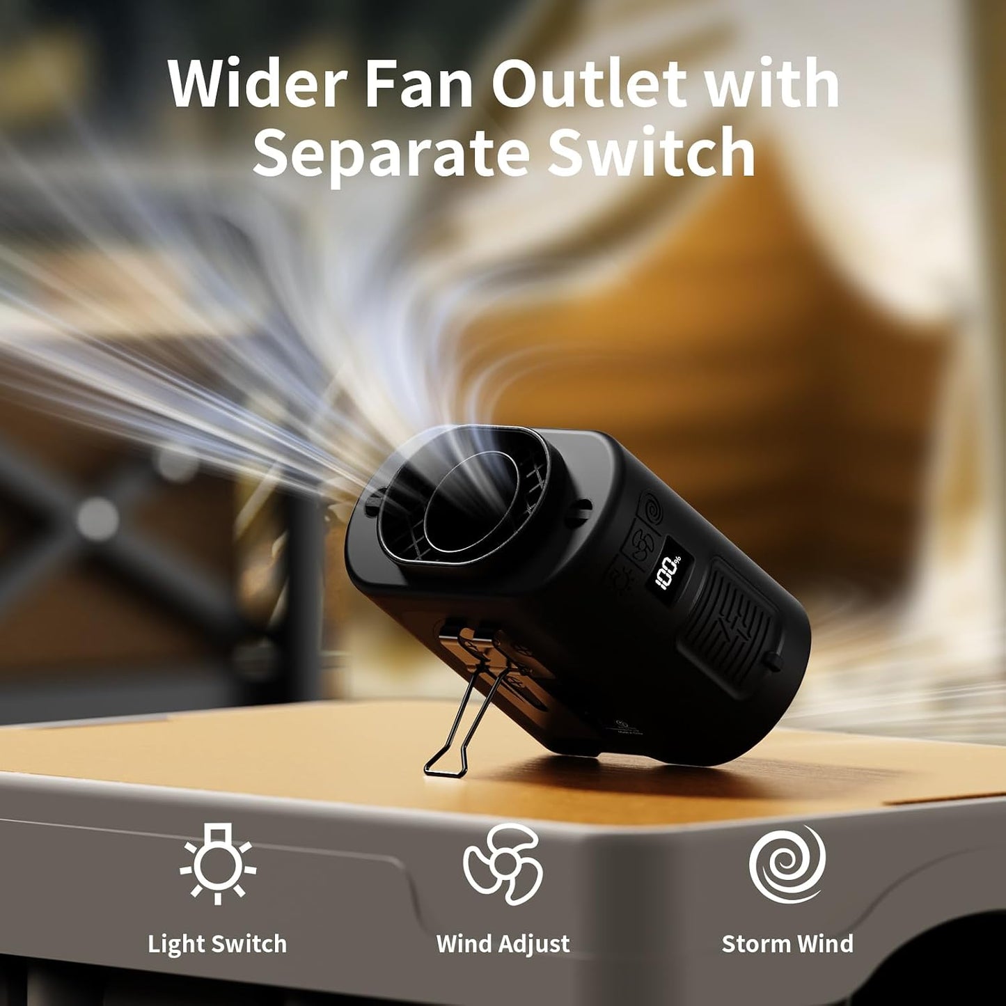 Socool 10000mAh Portable Waist Fan Clip on Wearable Belt Personal Fan Rechargeable Battery operated With 5 Speeds & Flashlight Neck Hands-Free 40H Cooling For Outdoor Camping Travel (Gray）