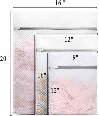Muchfun 3Pcs Durable Honeycomb Mesh Laundry Bags for Delicates 16x20 Inches | (3 Large)