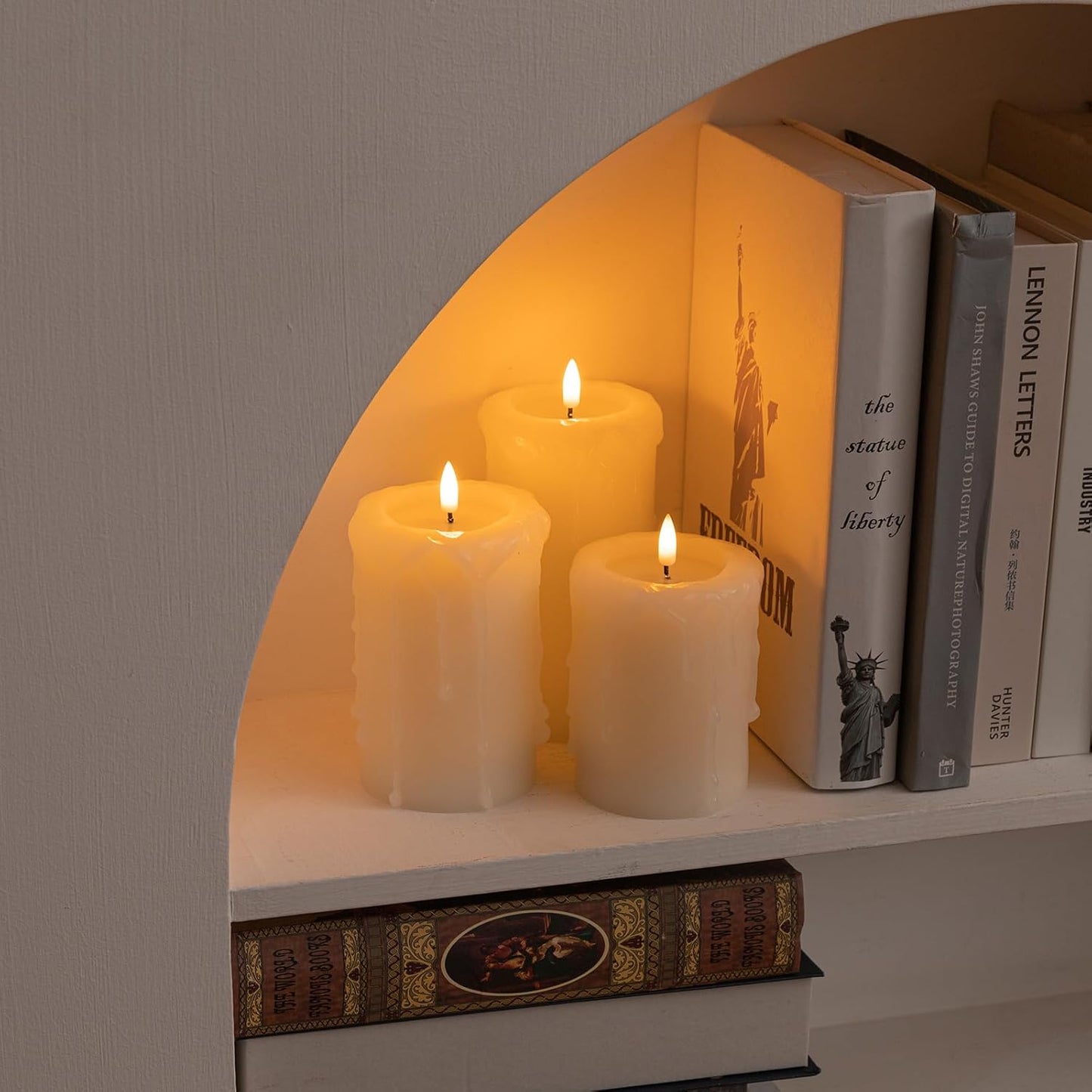 ANGELLOONG Flickering Flameless Candles, Realistic Battery Operated Candles with Remote and Timer, Set of 3 LED Candles for Room Fall Home Wedding Decor Centerpieces Table Party Valentines Decorations