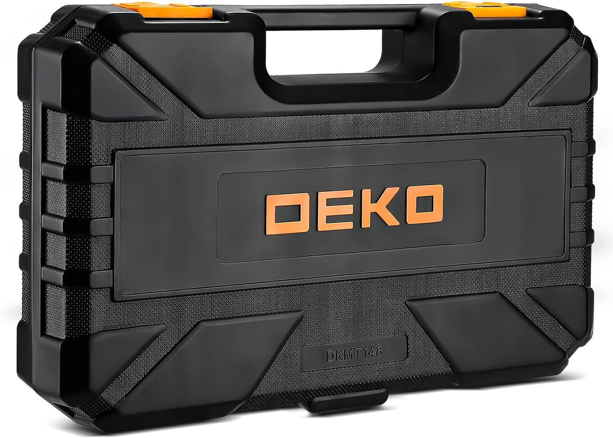 DEKOPRO General Household Hand Tool Kit with Plastic Toolbox Storage Case, All Purpose Home Tool Kit Includes Essential Tools for Office College Repairs, 50 Piece