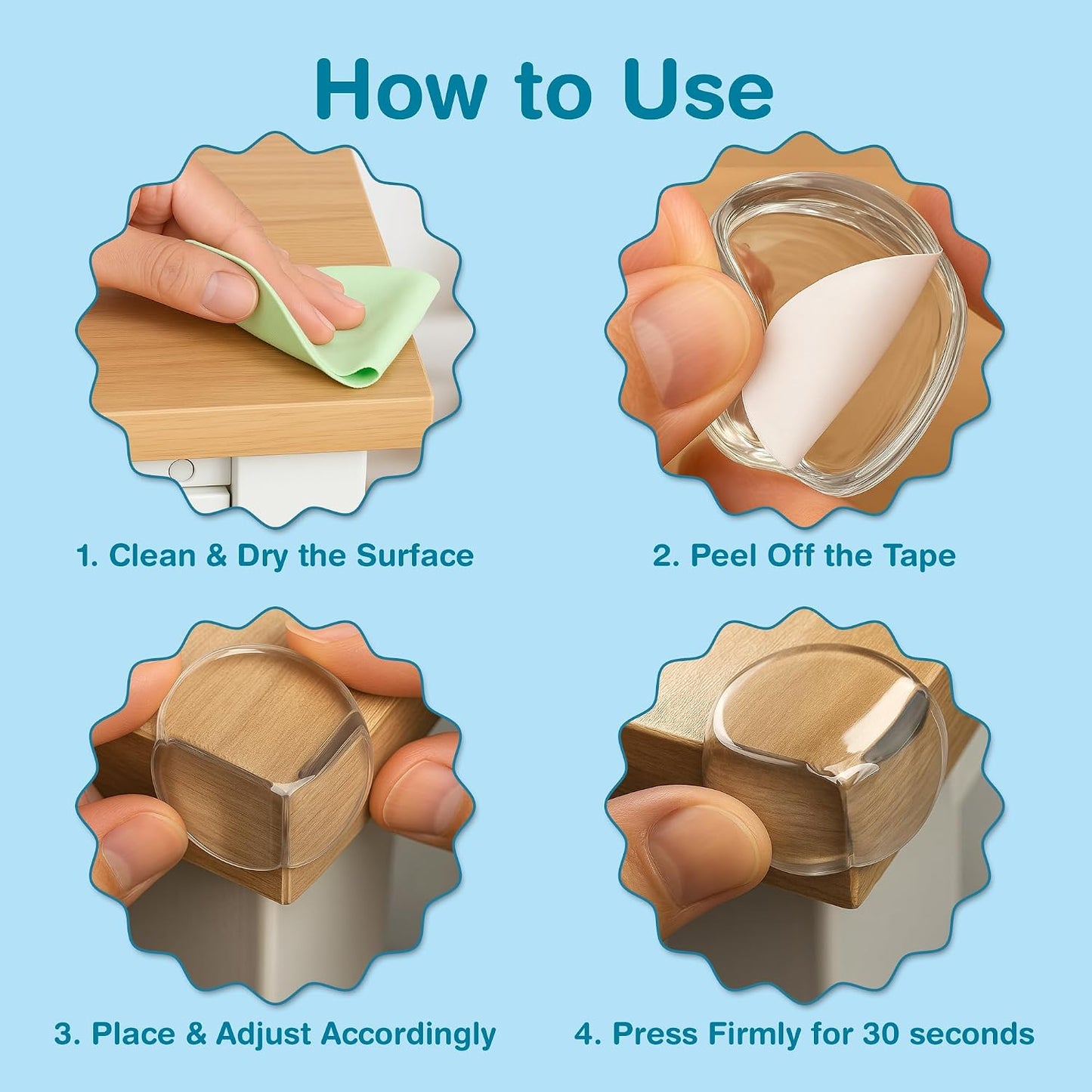 15 Pcs L-Shape Corner Protector for Baby Proofing – Clear 4cm x 4cm Edge Safety Bumpers for Furniture & Sharp Table Corners – Slim Profile Secure Adhesive Gel Pads Included