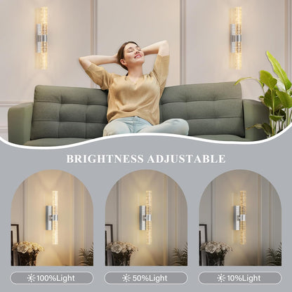 camuucci Battery Operated Wall Sconces Set of 2 Rechargeable Battery Powered Wall Light with 12000mAh Not Hardwired Dimmable Wall Lamp Fixtures for Bedroom Living Room Gold 15.3 Inches