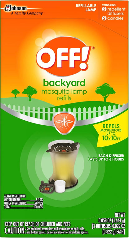OFF! Refillable Mosquito Lamp, Repels Mosquitoes up to 10 x 10 feet, Protection for up to 6 Hours, 1 Count