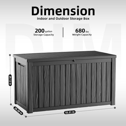 ROJIK 120 Gallon Waterproof Outdoor Deck Storage Box, Lockable Resin Patio Storage Bin with Lid for Garden Tools, Patio Cushions & Outdoor Accessories(Black)