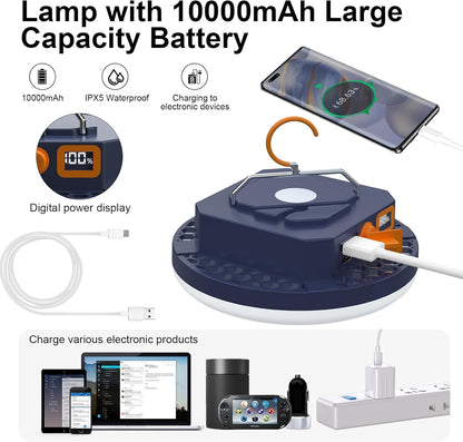 4000LM Flashlight Portable LED Camping Lantern Light 30W with Digital Display and Magnet , IPX5 Waterproof Tent Lights Light for Parents Christmas Gift