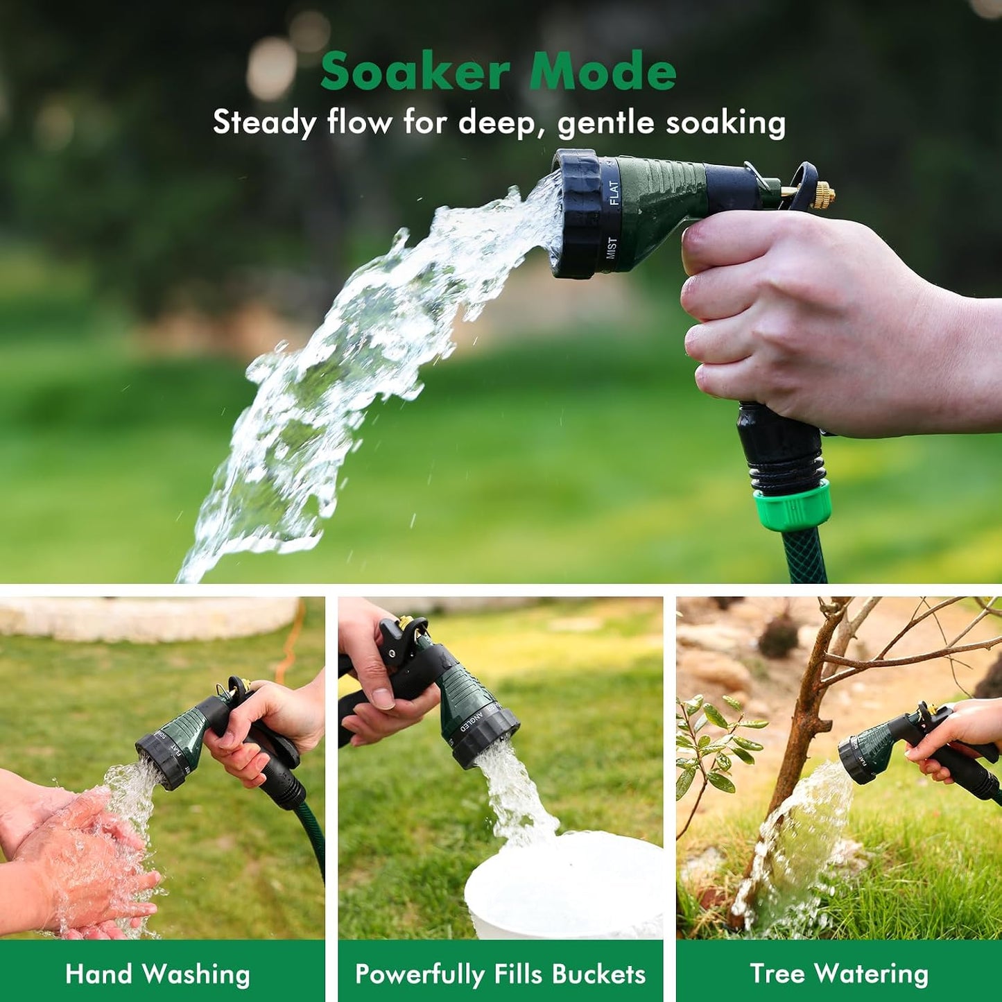 RESTMO Garden Hose Spray Nozzle, Water Hose Nozzle Heavy Duty, High Pressure Hand Sprayer with 6 Adjustable Watering Patterns, Slip Resistant for Watering Plants, Car Washing & Pet Showering, Purple