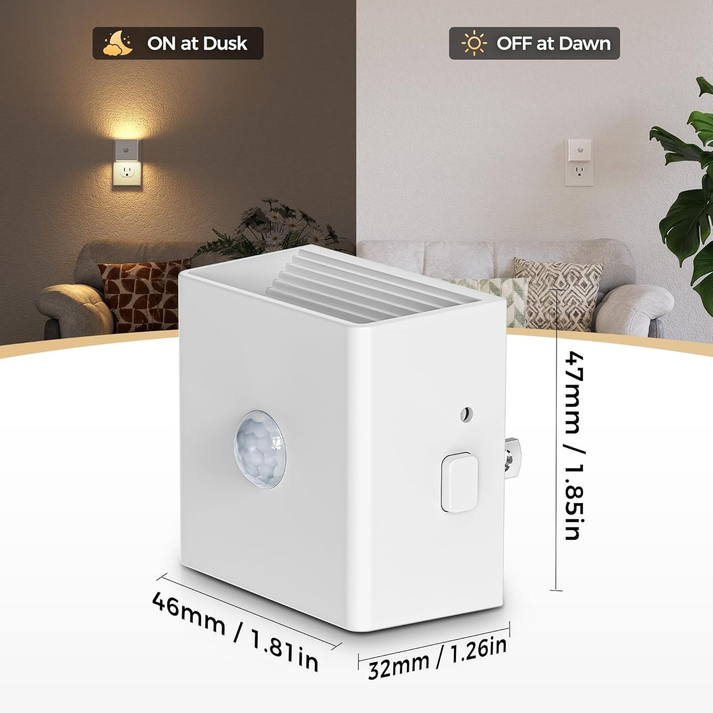 DORESshop LED Motion Sensor Night Light [2 Pack], Plug in Night Light, Dusk to Dawn Night Light Motion Sensor, 3 Level Brightness Adjustable Night Lights for Adults, Bedroom, Bathroom, Hallway, 3000K