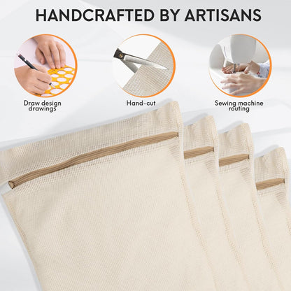 3-piece set extra-large 20×23.6 inch durable organic cotton mesh laundry bags, with sturdy zippers and breathable mesh, perfect for delicate items like underwear, clothes, pants, and socks.