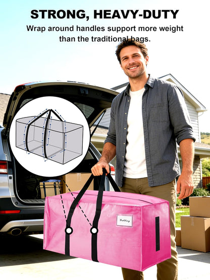 HOMESURE Supports 200lbs Heavy Duty Moving Bags - Strong Zipper & Wrap-Around Handles - Water-Resistant Storage Totes, Durable Alternative to Moving Boxes - 8 Pack - Semi-Transparent