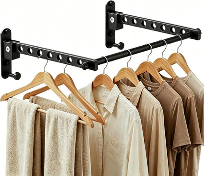 Wall Mounted Clothes Drying Rack, Space Saver, Easy Install, Black | Sized for Condos & Small Laundry Areas, Ideal for Bathroom, Bedroom, Daily Wear & Delicates, Compact Wall Drying Rack, 1 Pack
